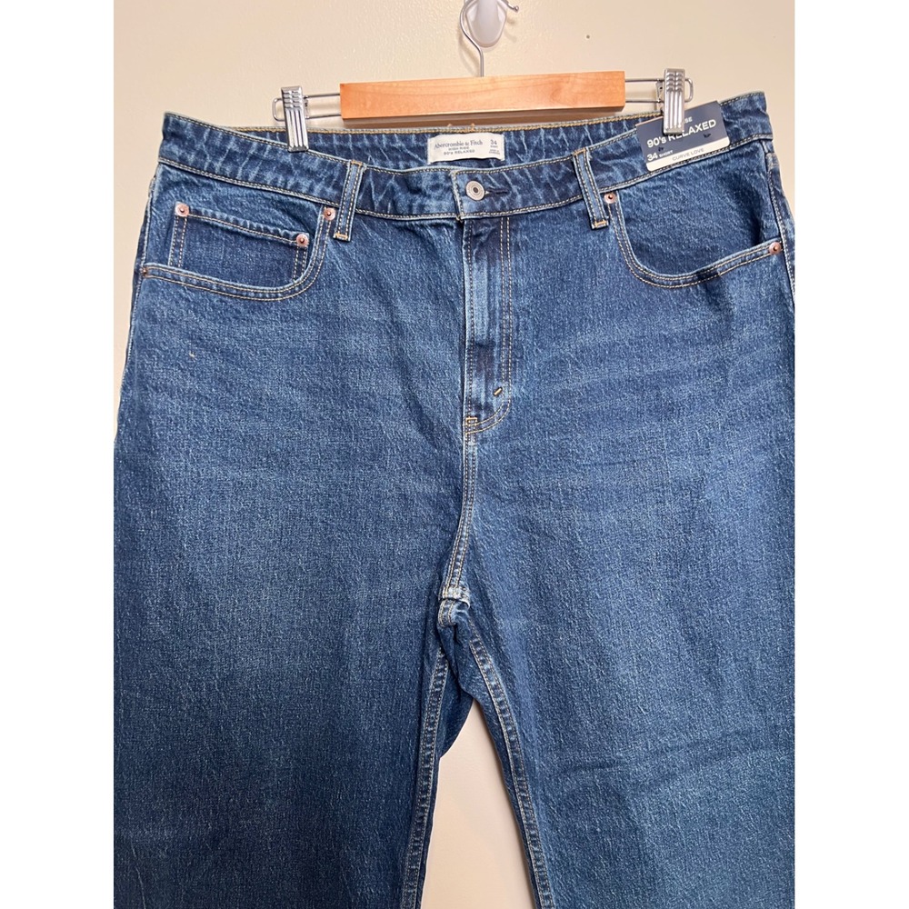 Abercrombie & Fitch 90s Relaxed High Rise Jeans Womens 34 SHORT Curve Love NWT - Picture 2 of 8